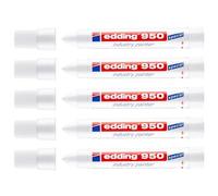 EDDING Lot de 5 Marqueurs Spécial Industrie 950 Blanc Pointe Ronde Large 10 mm