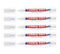 Edding Lot De 5 Marqueurs Spécial Industrie 950 Blanc Pointe Ronde Large 10 Mm