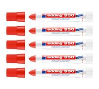 Edding Lot De 5 Marqueurs Spécial Industrie 950 Rouge Pointe Extra Large 10 Mm