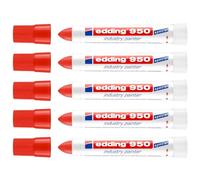 EDDING Lot de 5 Marqueurs Spécial Industrie 950 Rouge Pointe Extra Large 10 mm