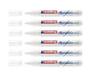 EDDING Lot de 6 Marqueurs Acrylique 5100 Blanc trafic Pointe Moyenne 2-3 mm