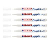 Edding Lot De 6 Marqueurs Acrylique 5300 Blanc Trafic Pointe Fine 1-2 Mm
