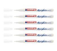 EDDING Lot de 6 Marqueurs Acrylique 5300 Blanc trafic Pointe Fine 1-2 mm