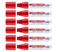 Edding Lot De 6 Marqueurs Craie Liquide 4090 Verre Fenêtre Ardoise Rouge Pointe Biseautée 4-15 Mm