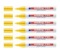 Edding Lot De 6 Marqueurs Peinture 750 Jaune Pointe Ronde 2-4 Mm