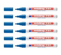 Edding Lot De 6 Marqueurs Peinture 751 Bleu 1-2 Mm