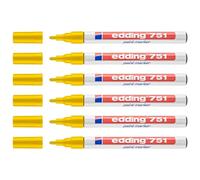 Edding Lot De 6 Marqueurs Peinture 751 Jaune Pointe Ronde 1-2 Mm