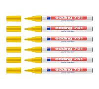 Edding Lot De 6 Marqueurs Peinture 751 Jaune Pointe Ronde 1-2 Mm