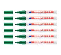 Edding Lot De 6 Marqueurs Peinture 751 Vert Corps Alu Pointe Ronde 1-2 Mm