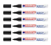 Edding Lot De 6 Marqueurs Peinture Brillante 750 Pointe Ronde Noir 2-4 Mm