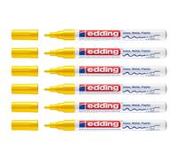 Edding Lot De 6 Marqueurs Peinture Brillante 751 Jaune Pointe Ronde 1-2 Mm