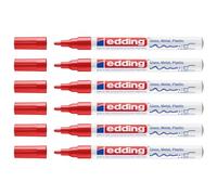 EDDING Lot de 6 Marqueurs Peinture Brillante 751 Rouge Pointe Ronde 1-2 mm