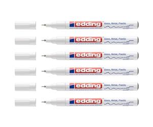 EDDING Lot de 6 Marqueurs Peinture Brillante 780 Blanc Pointe Fine 0,8 mm