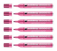 Edding Lot De 6 Marqueurs Permanent 2000c Corps Alu Rose Pointe Ronde 1,5-3 Mm