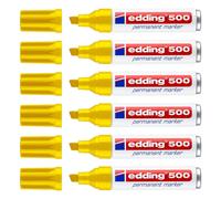 Edding Lot De 6 Marqueurs Permanent 500 Corps Alu Jaune Pointe Large Biseautée 2-7 Mm