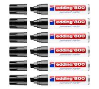 EDDING Lot de 6 Marqueurs Permanent 800 Noir Pointe Biseautée Large 4-12 mm