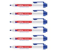 Edding Lot De 6 Marqueurs Permanent Retract 11 Bleu 1,5-3 Mm