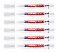 Edding Lot De 6 Marqueurs Spécial Industrie 950 Blanc Pointe Ronde Large 10 Mm