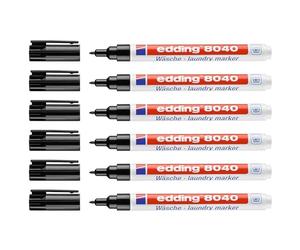 EDDING Lot de 6 Marqueurs Spécial Tissu 8040 Noir Pointe Fine 1 mm