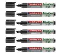 Edding Lot De 6 Marqueurs Tableaux Blancs Ecoline 29 Noir Pointe Biseautée 1-5 Mm