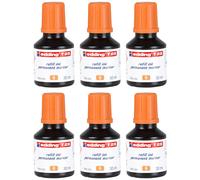 Edding Lot De 6 Recharges D'encre 30ml T25 Goutte À Goutte Pour Marqueur Permanent Orange