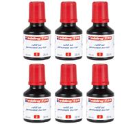 Edding Lot De 6 Recharges D'encre 30ml T25 Goutte À Goutte Pour Marqueur Permanent Rouge