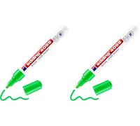 Edding Marqueur craie 4095 - Vert clair - 1 stylo - Pointe ronde 2-3 mm - Lingette humide pour tableau noir, fenêtre, verre, miroir (Lot de 2)