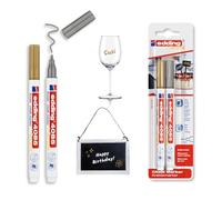 Edding - Marqueur Craie Liquide Blister de 2 Or et Argent