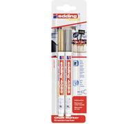 Edding - Marqueur Craie Liquide Blister de 2 Or et Argent