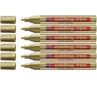 edding 750 Marqueur peinture brillante - or - 1 feutre peinture brillante - pointe ronde 2-4mm - pour dessin, coloriage, scrapbooking - étanche, très opaque