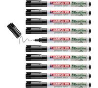 edding Marqueur permanent 25 EcoLine – pointe ogive 1 mm – Noir – Lot de 10