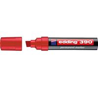 edding 390 Marqueur permanent - Rouge - 1 stylo - Pointe biseautée épaisse 4-12 mm - Imperméable, sèche vite - Marqueur polyvalent universel - pour carton, plastique, bois, métal, verre, pierre, toile