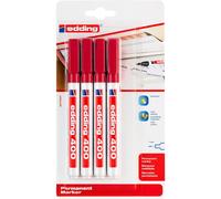 Edding Marqueur Permanent 400 Blister De 4 Rouge 1 Mm