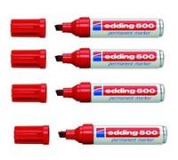 edding Marqueur permanent 500 (4-500002) – pointe biseautée 2–7 mm, résistant à l'eau – rouge
