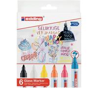 edding Marqueur pour verre 95 noir/blanc/jaune/orange/rose/bleu clair graduat...