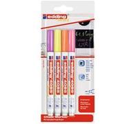 Edding 4085 4-4085-4-1NEON Marqueur craie framboise, jaune fluorescent, orange fluorescent, rose fluorescent 1 mm, 2 mm