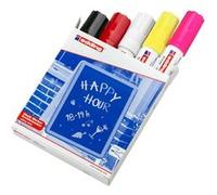Edding Marqueur craie 4090 (4-4090999) noir, rouge, blanc, jaune fluo, rose fluo 4 mm/15 mm