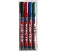 edding Marqueurs pour tableaux blancs 361 – Lot de 4 couleurs – Pointe ronde 1 mm – Rechargeable