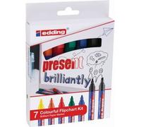 edding Marqueurs pour flipchart, couleurs assorties 1,5 - 3,0 mm, 1 kit