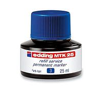 edding MTK 25 Encre de recharge- avec système capillaire, idéale pour une recharge propre et simple de presque tous les marqueurs permanents edding - - 25 ml, Bleu