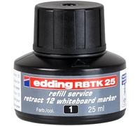 Edding RBTK 25 recharge d'encre - noir - 25 ml - avec système capillaire | idéal pour recharger proprement et facilement le marqueur edding pour tableaux blancs retract 12