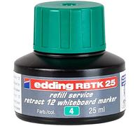 edding RBTK 25 recharge d'encre - vert - 25 ml - avec système capillaire, idéal pour recharger proprement et simplement le marqueur edding pour tableau blanc retract 12