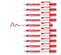 edding retract 11 Marqueur permanent - Rouge - 10 stylos - Pointe ronde 1,5-3 mm - Imperméable, sèche vite - pour une utilisation facile d'une seule main - pour carton, plastique, bois, métal, verre