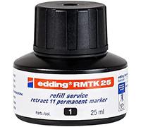 edding Recharge d'encre RMTK 25 - Noir, 25 ml, système capillaire - pour edding retract 11
