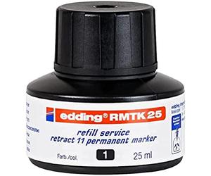 edding RMTK 25 recharge d'encre - noir - 25 ml - avec système capillaire, idéal pour recharger proprement et sans complication le marqueur permanent edding retract 11