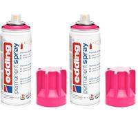 Edding Spray permanent Rose fluo mat 5200 - Peinture acrylique Aérosol - Pour verre, métal, bois, céramique, plastique, toile (Lot de 2)