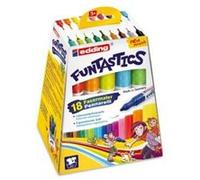 edding 14 FUNTASTICS - crayons de couleur pour enfants - lot de 18 - plume ronde 3 mm - pour s'amuser à colorier sur du papier et du carton de couleur claire - lavable sur la peau et les textiles.