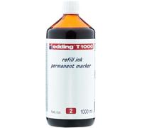 edding T 1000 recharge marqueur permanent - rouge - 1000 ml - avec système de distribution par gouttes, pour un remplissage rapide de presque tous les marqueurs permanents edding