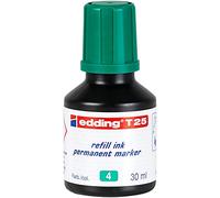edding T 25 Recharge d'encre pour marqueur permanent - vert - 30 ml - avec système de distribution par gouttes, pour une recharge rapide de presque tous les marqueurs permanents edding.