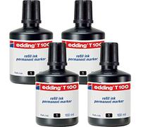 edding T100 Lot de 4 recharges de marqueurs permanents Noir 100 ml